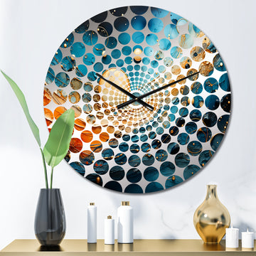 Beige Planetary Harmony On Blue - Spiritual Metal Wall Clock